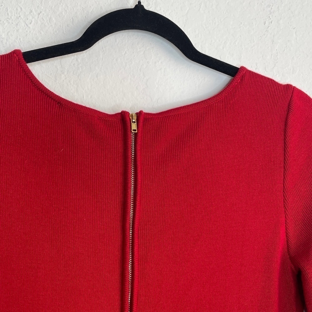 Talbots Red Knit Sweater Dress 3/4 Sleeves Size M Christmas - Picture 9 of 9